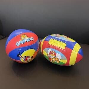 Garfield Mini Plush Ball Lot Of 2 Football & Basketball Vintage 90s Promo Sports